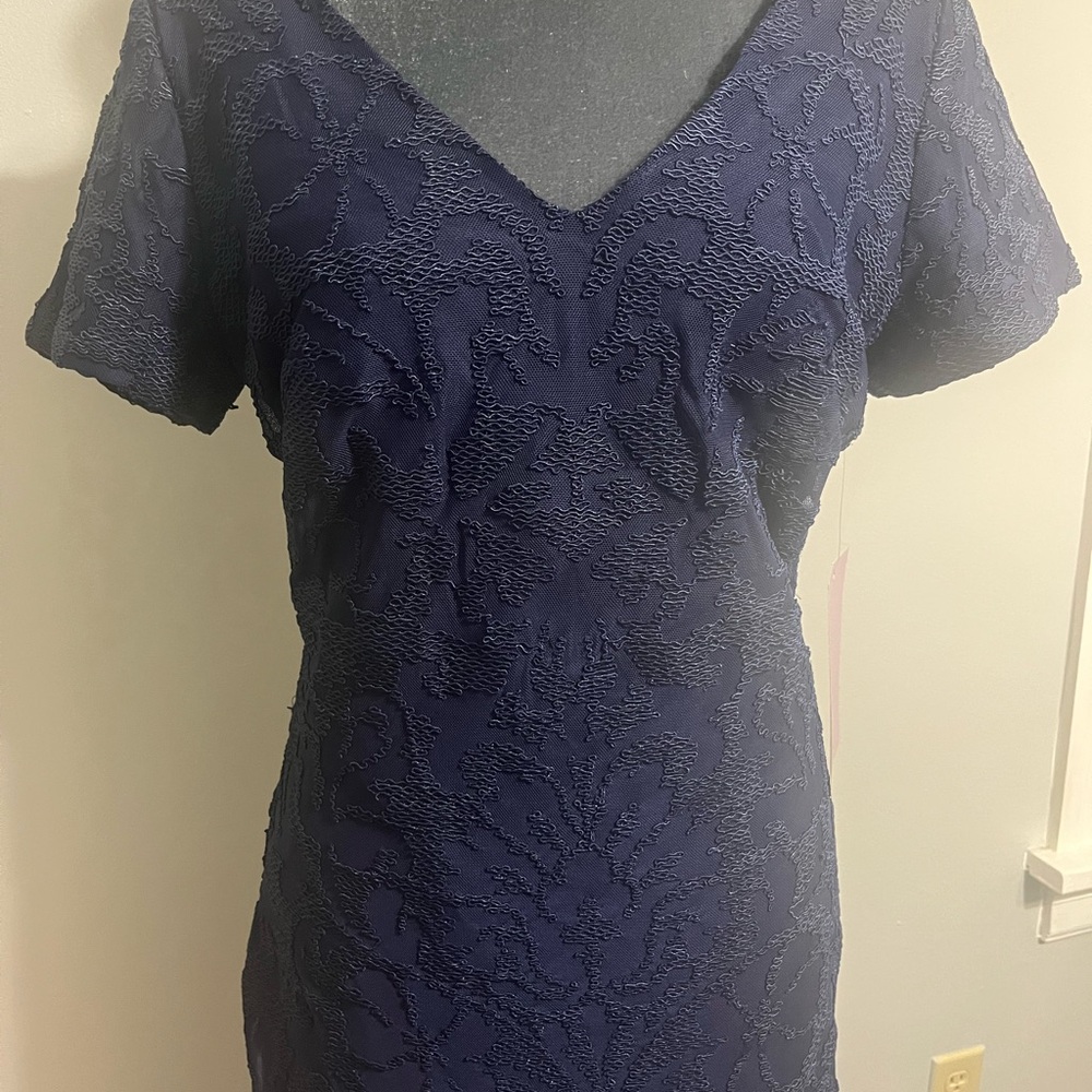J S COLLECTIONS Elegant Navy Blue DRESS SZ 10 women’s dress nwt #524 - Picture 6 of 6